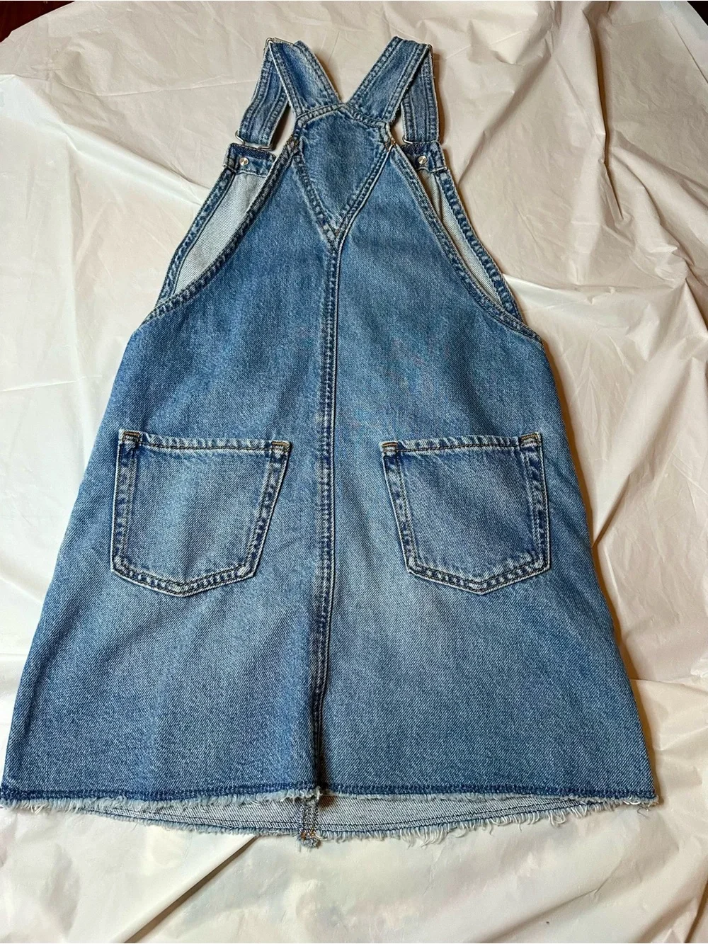 GAP Light Blue Distressed Denim Overall Dress